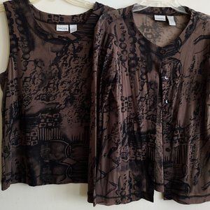 Chicos Brown Tank & Overblouse Set
